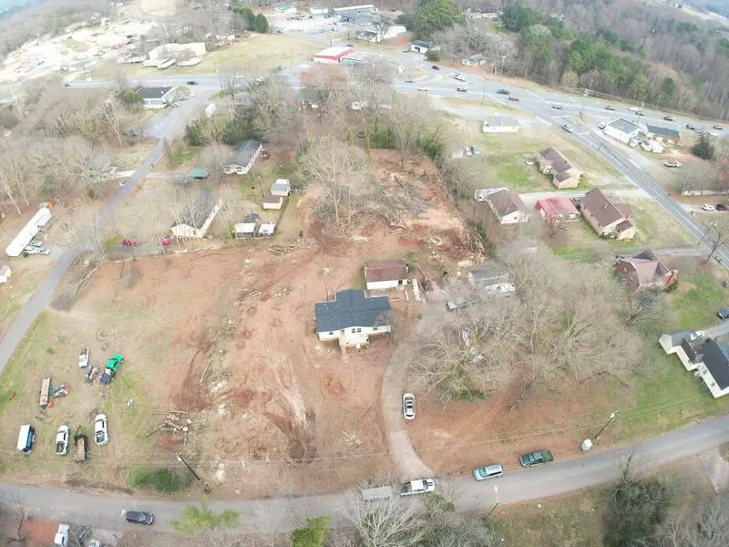 Aerial view of a graded homesite